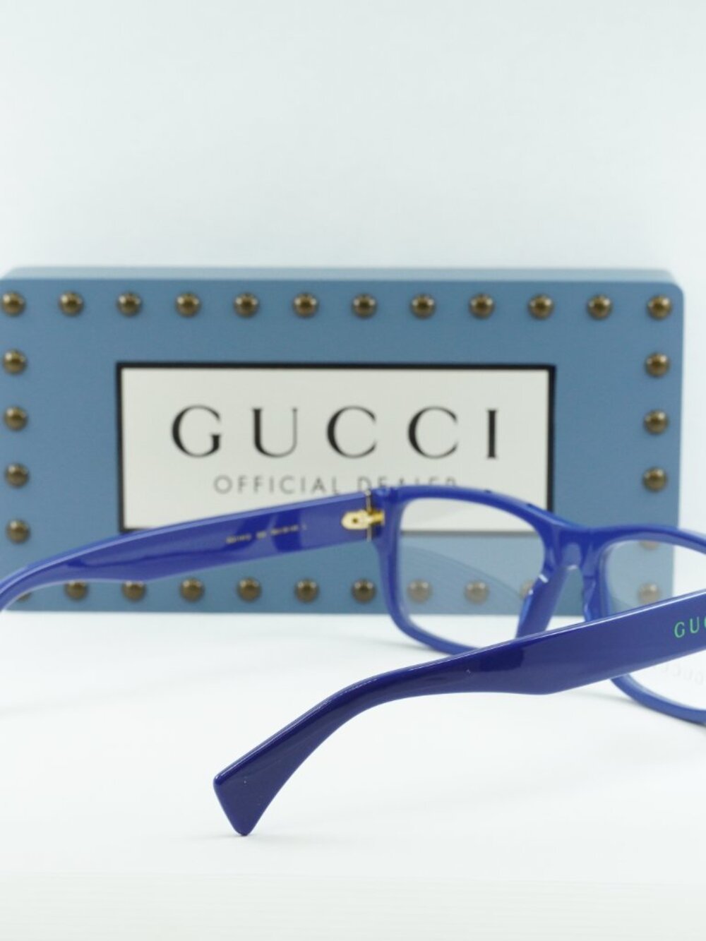 Gucci GG1141O 002 Rectangle Eyeglasses – Blue 56mm - Picture 7 of 10